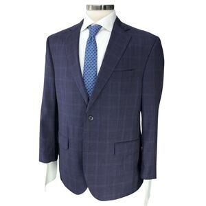 Jack Victor Sport Coat Mens 41S Gibson Windowpane Loro Piana 100% Wool TINY FLAW